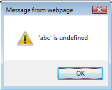 JavaScript runtime error message 